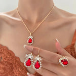 Blue Crystal Ring Necklace Earrings Set Wedding Jewelry Sets