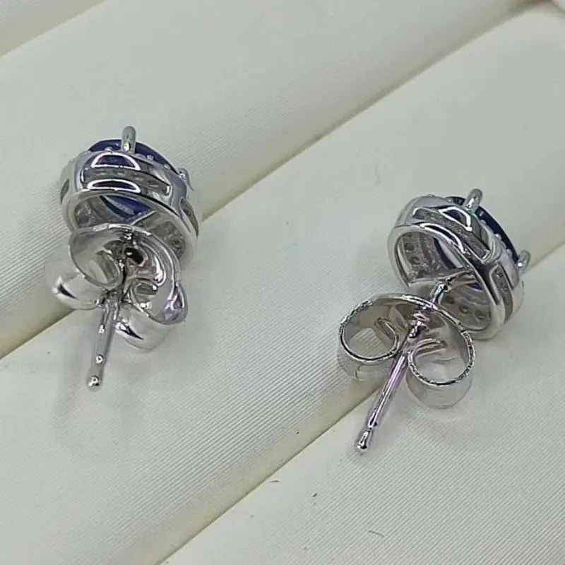 Earrings for Women 100% 925 Sterling Silver Sapphire Stud Earrings