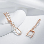 Long Rose Gold Zircon Dangle Earrings for Women