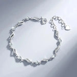 Silver Heart Shaped Necklace Bracelet Set for WomenWhite Bracelets 02