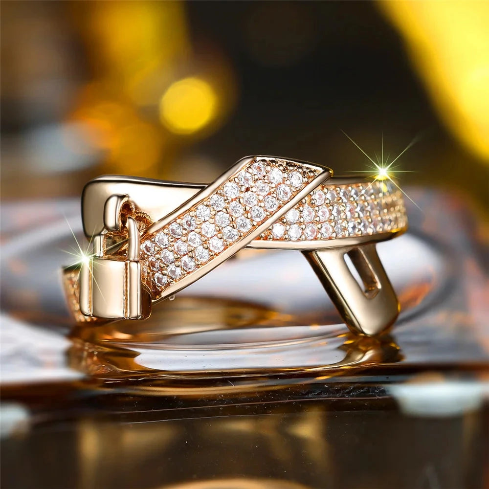Luxury Gold Color White Zircon Stone Rings for WomenGold Color10