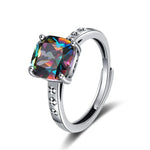 925 Sterling Silver Square Crystal Adjustable Rings For Women Wedding Luxury Fine jewelry GaaBou