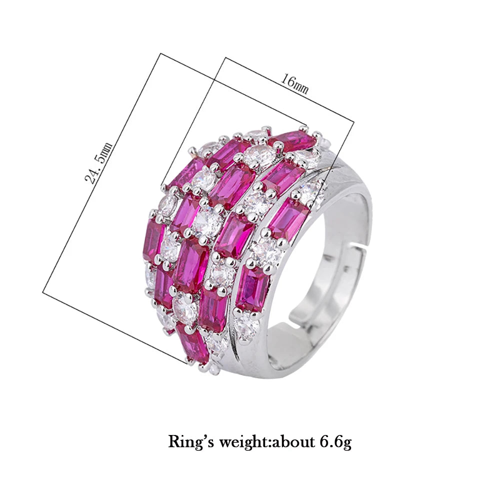 Luxury Ruby Sapphire Ring for Women Wedding Bands Vintage Gemstone Cocktail Party