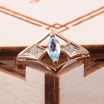 Rose Gold Marquise Blue Cubic Zirconia Elegant Women Rings
