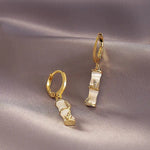 Opals Stone Bamboo Shaped Gold Color Drop EarringsEarrings