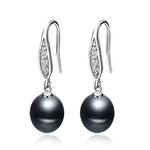 Real Grey Freshwater Pearl Earrings For Women,925 Silver Pearl Drop Earring Wife Mother Valentine's Day Birthday Giftblack pearl earring