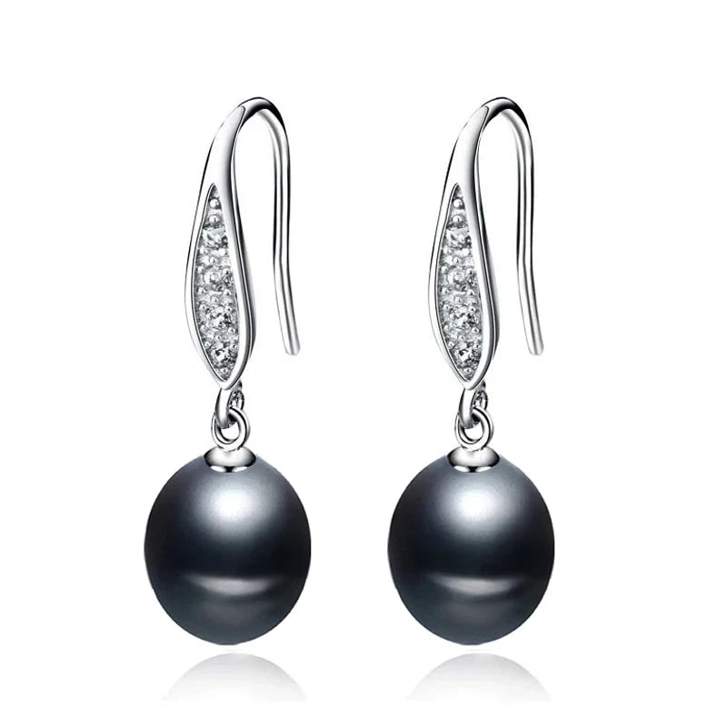 Real Grey Freshwater Pearl Earrings For Women,925 Silver Pearl Drop Earring Wife Mother Valentine's Day Birthday Giftblack pearl earring
