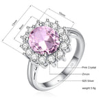 Aquamarine Birthstone Genuine S925 Silver Ring LuxuryPink Crystal-F11