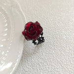 Goth Style Red Rose Opening Rings for Women