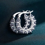 Brilliant Round Zirconia Hoop Earrings Circle Versatile LookE807