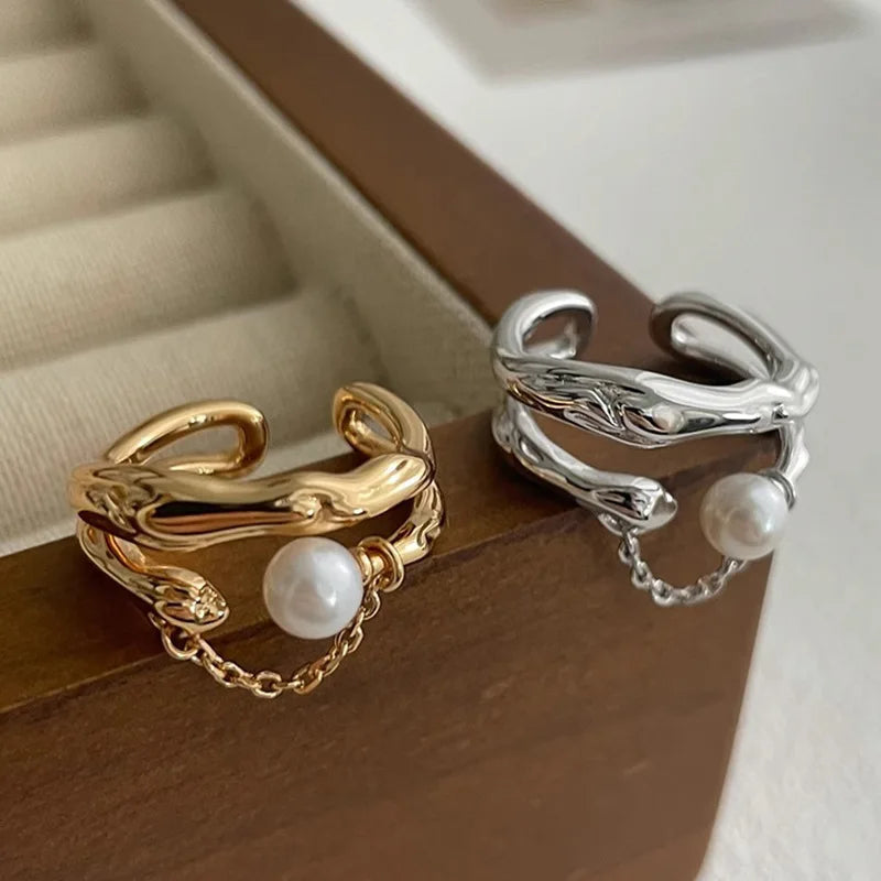 Open Vintage Handmade Pearl Ring