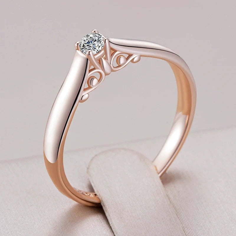 585 Rose Gold Color Natural Zircon Wedding Rings