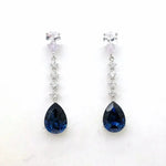 Elegant Long Strip Royal Blue Water Drop Earrings for Women
