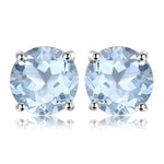 Lovable Stud Earrings Natural Garnet JewelryNatural Blue Topaz 1