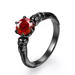 Red Moissanite 925 Sterling Sliver Black Skull RingRing4