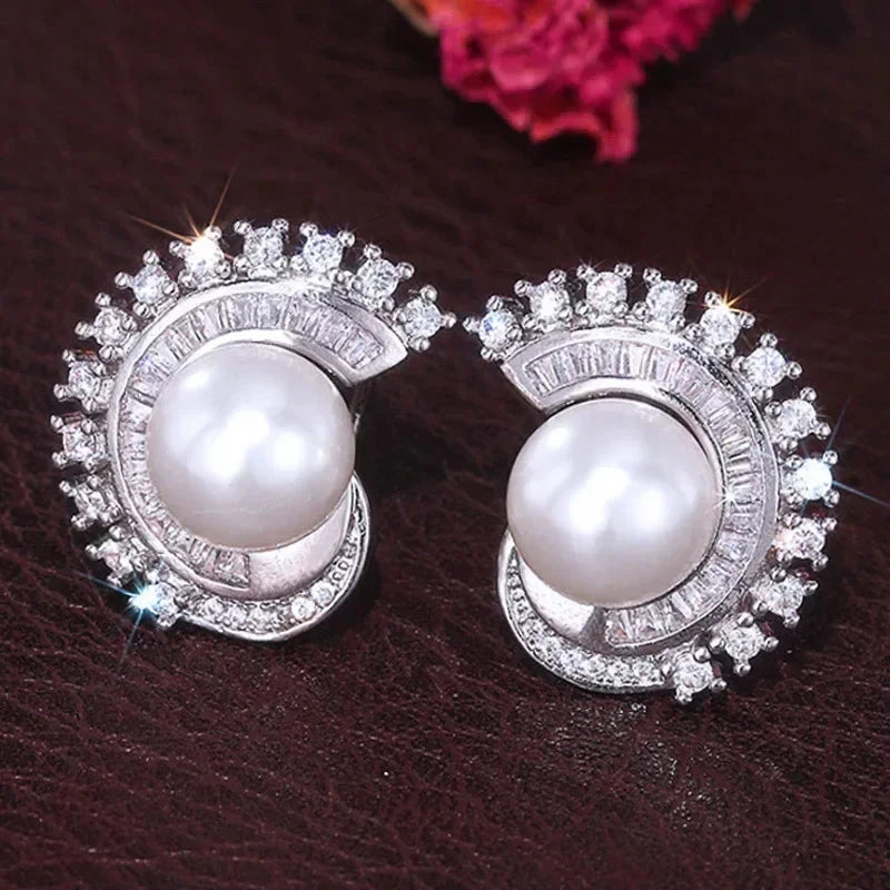 Light Luxury Geometric Imitation Pearl Earrings for Women