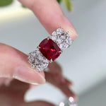 7*9mm Ruby Butterfly Wings Vintage 925 Sterling Silver RingRing