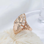 Antique Brass Marquise Lathes-carved Ring for Women