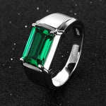 Sapphire and Emerald Stone Solitaire Eternity Square Silver Resizable RingRingEmerald