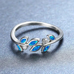 Blue Fire Leaf Ring for Women
