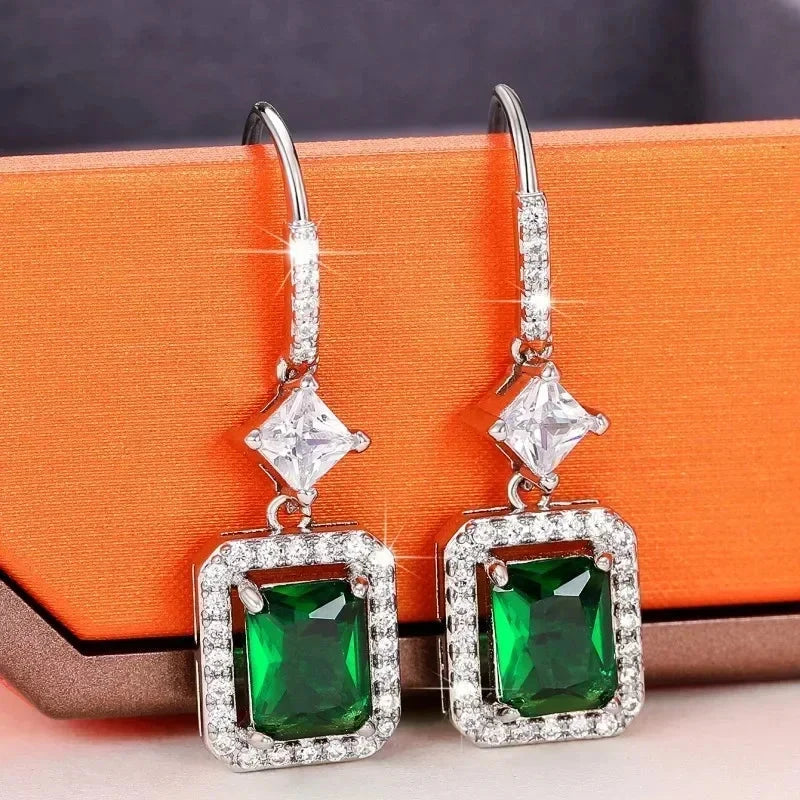 Luxury Green Crystal Drop Earrings – Women's Anniversary GiftE2332