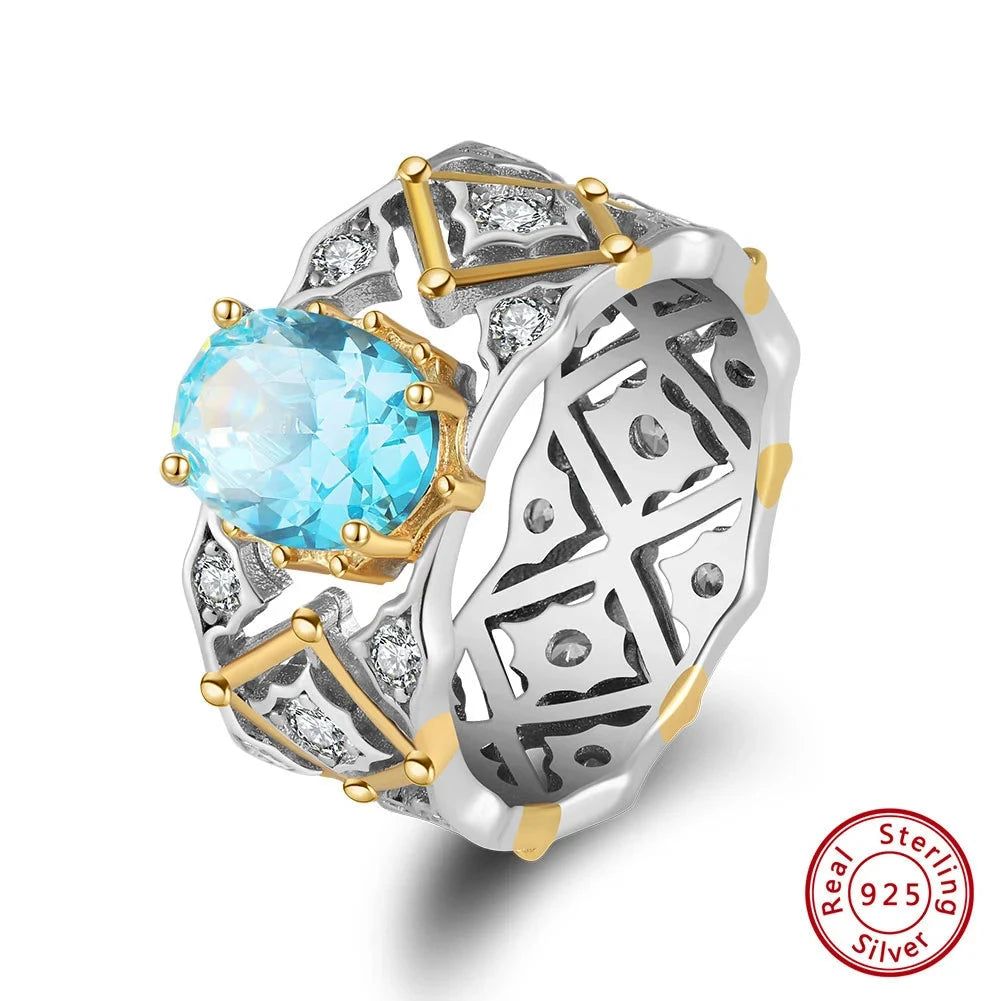 925 Sterling Silver Aquamarine Gemstone Ring