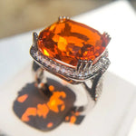 Sterling Silver Orange Zircon Geometric Ring for Women