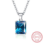 9*10mm Ice Cut Topaz High Carbon Diamond Pendant NecklaceBlue