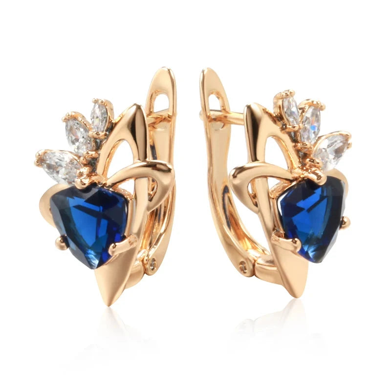 585 Rose Gold Dark Blue Zircon Drop EarringsROSE GOLD COLORCHINA