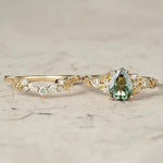 Floral Green Zircon Ring – European & American Style