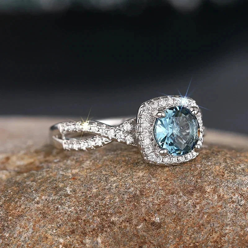 Luxury Blue Zirconia Wedding Band