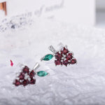 Fruit Peridot Grape Natural Gemstone Delicate Crystal Fruits Silver Stud Earrings