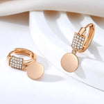 Glossy Rose Gold Disc Drop Earrings For Women