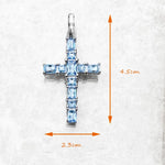 Elegant Pendant Cross Aquamarine Stones (Pendant Only)