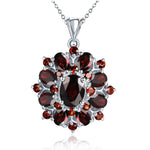 7.54ct Natural Black Garnet Pendant, 925 Sterling Silver Necklace