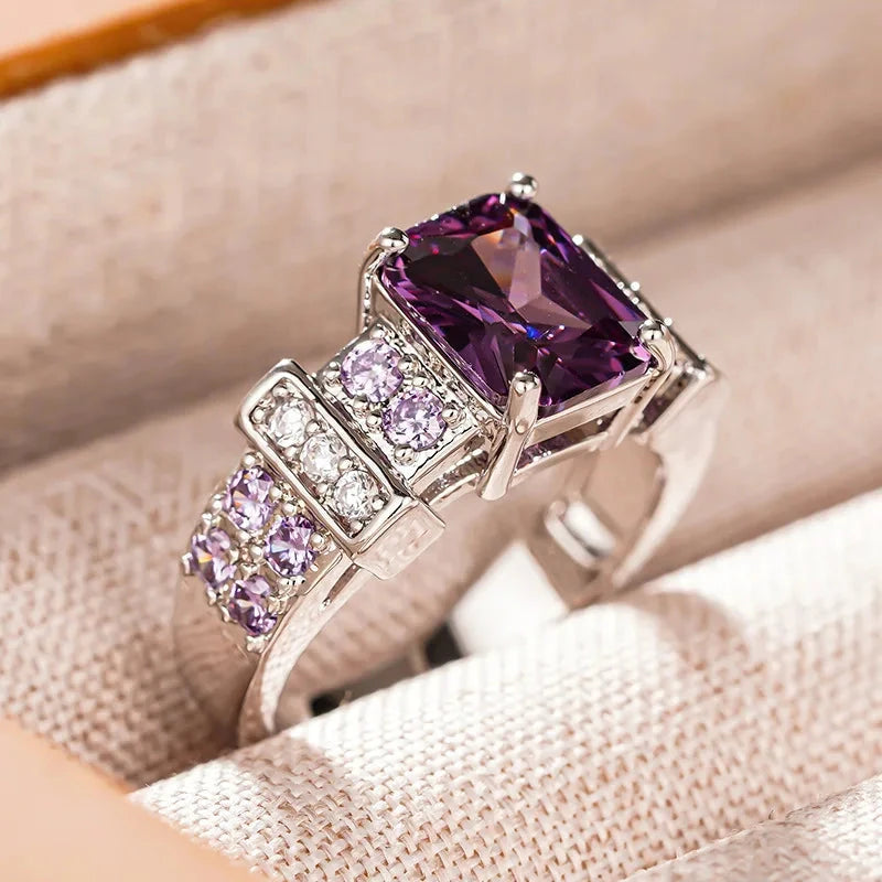 Blue Translucent Square Ring – Luxury Bridal Jewelry