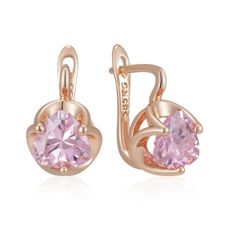 585 Rose Gold Color Luxury Earrings for WomenPink