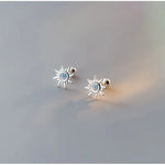 Sun Small Stud Earrings For WomenSilver