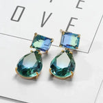 Blue Green Gradient Cubic Zirconia Dangle Earrings for Women