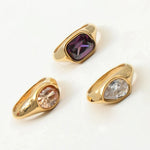 Luxury Shiny Cubic Zirconia Stainless Steel Wedding Statement Ring PVD Gold Plated Fashion Waterproof Jewelry
