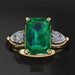 Bague Diamant Bizuteria Anillos De Pure Emerald Gemstone 14k Gold Ring