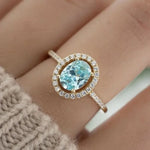 Elegant Gold Color Inlaid with White Blue Stone Rings Round Fashion Party Engagement Wedding Rings for Women Jewelry