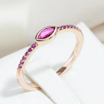 Elegant 585 Rose Gold Simple Slim Natural Zircon Rings For Women