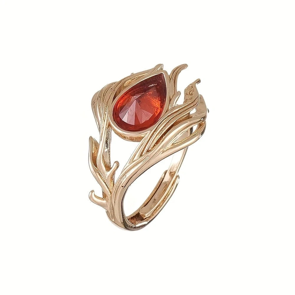 Flame Phoenix Orange Crystal Ring