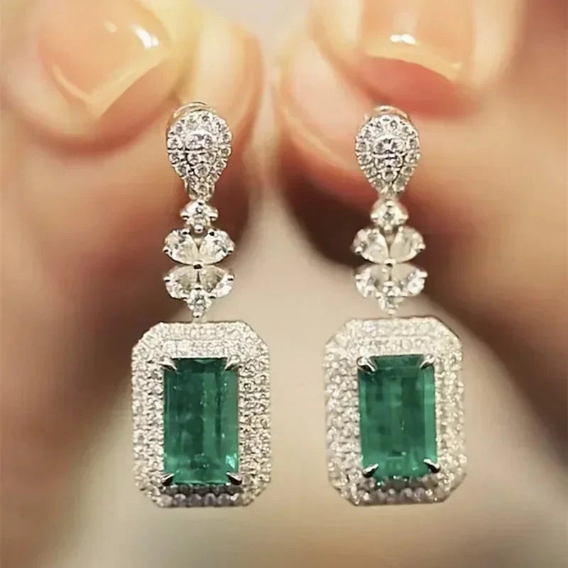 Luxury Green Crystal Drop Earrings – Women's Anniversary GiftE2603
