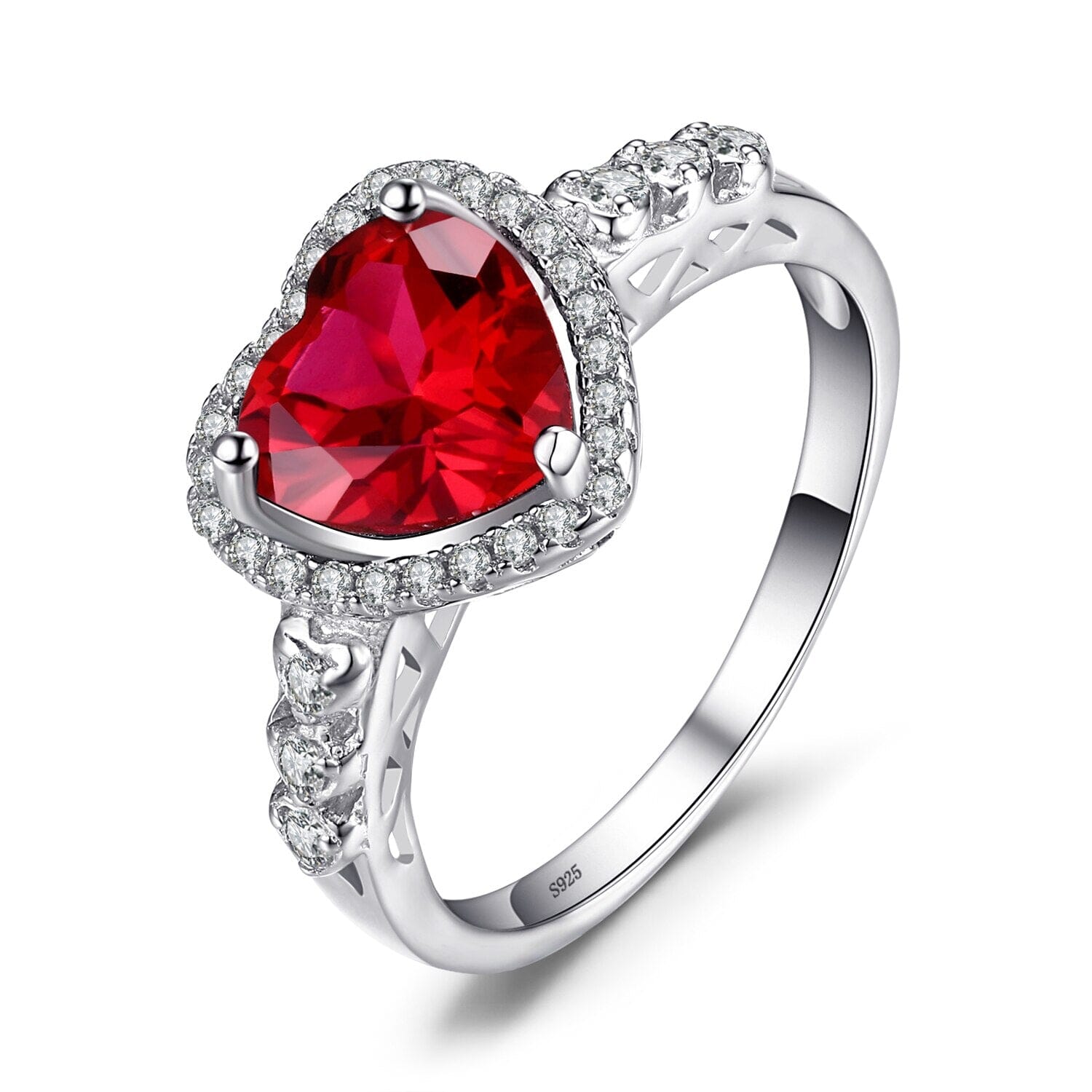 Heart Love 2.5ct Red Ruby Silver RingRing6