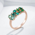 585 Rose Gold Shiny Green Natural Zircon Bride Wedding Rings For Women