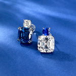 Charms 100% 925 Real Silver 10*10MM Sapphire Lab Diamond Stud Earrings for Women