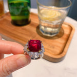 Huge Cut Ruby 925 Sterling Silver RingRing