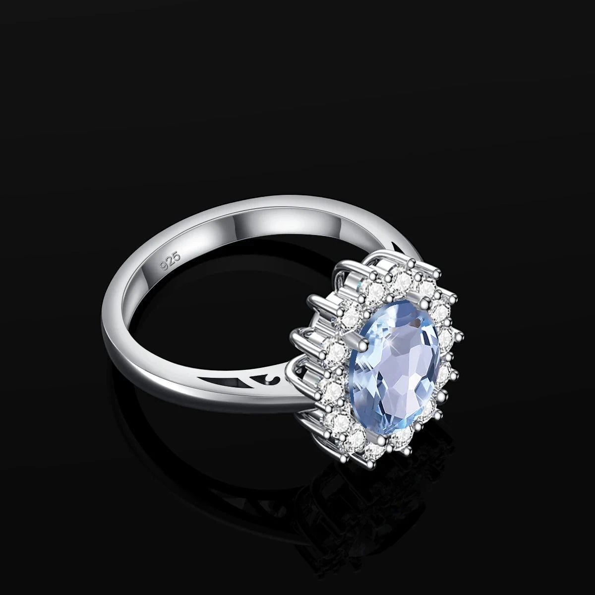 Aquamarine Birthstone Genuine S925 Silver Ring Luxury